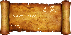 Langer Petra névjegykártya